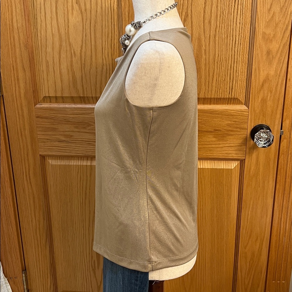 Chico's Travelers Metallic Gold Shell, Cami, Tank - Picture 2 of 7